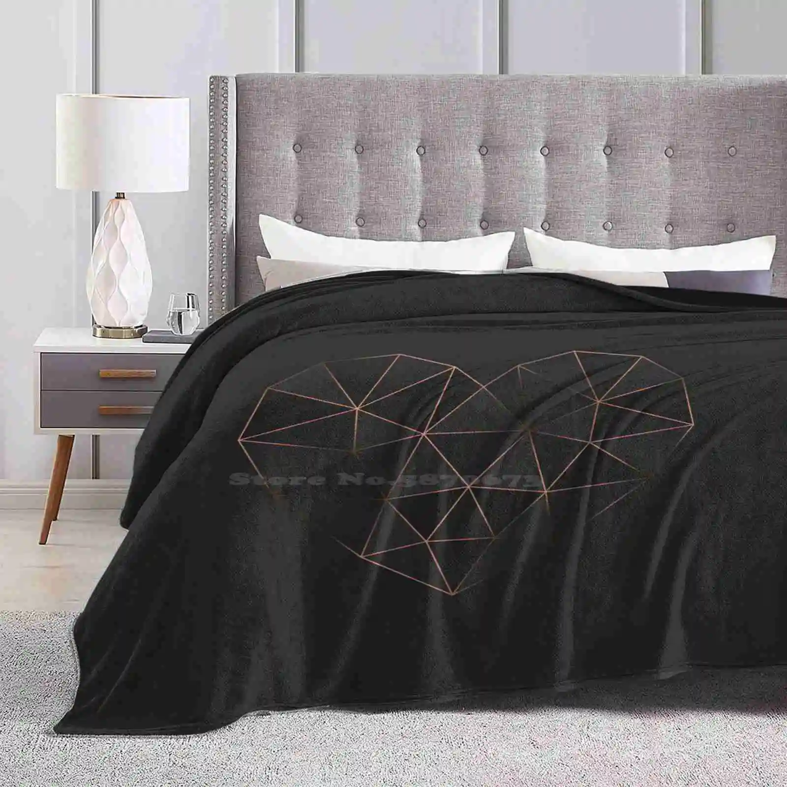 Kintsugi-Gold Rose Latest Super Soft Warm Light Thin Blanket Kintsugi Rose Gold Geometric Geometry Symmetrical Valentines Day