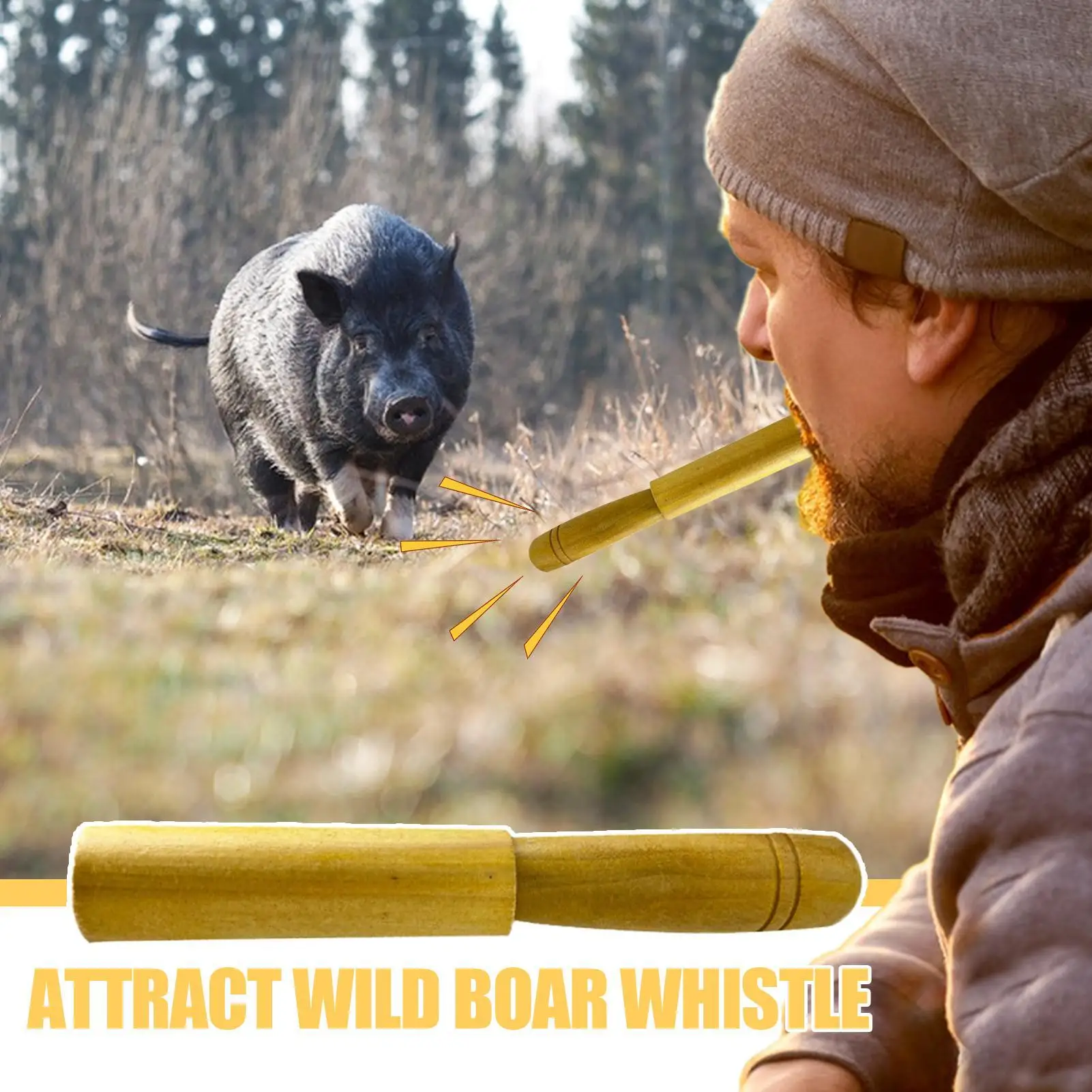Wooden Wild Hog Call Attracting Wild Boars Wild Boars Whistle Attracting Portable Imitation Sound Hog Call Tool ﻿