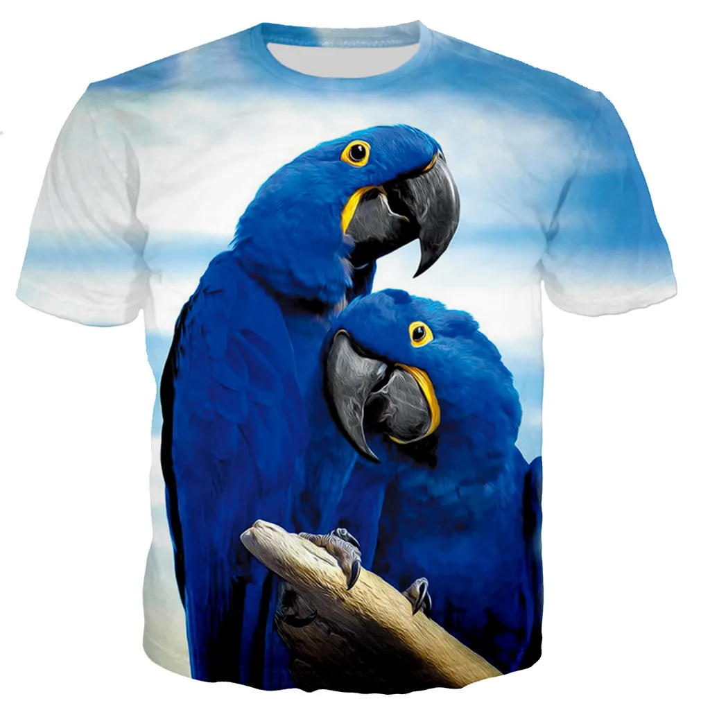 Summer Fashion Fun Parrot graphic t shirts Men 3D Printed Animal Pattern Tees Tops Leisure Round Neck Short Sleeve strretwear