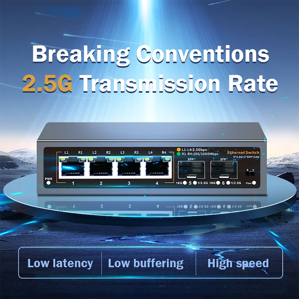 

2.5G Ethernet Switch None PoE Network Switch with 2*10G SFP Port for IP Camera/CCTV Security