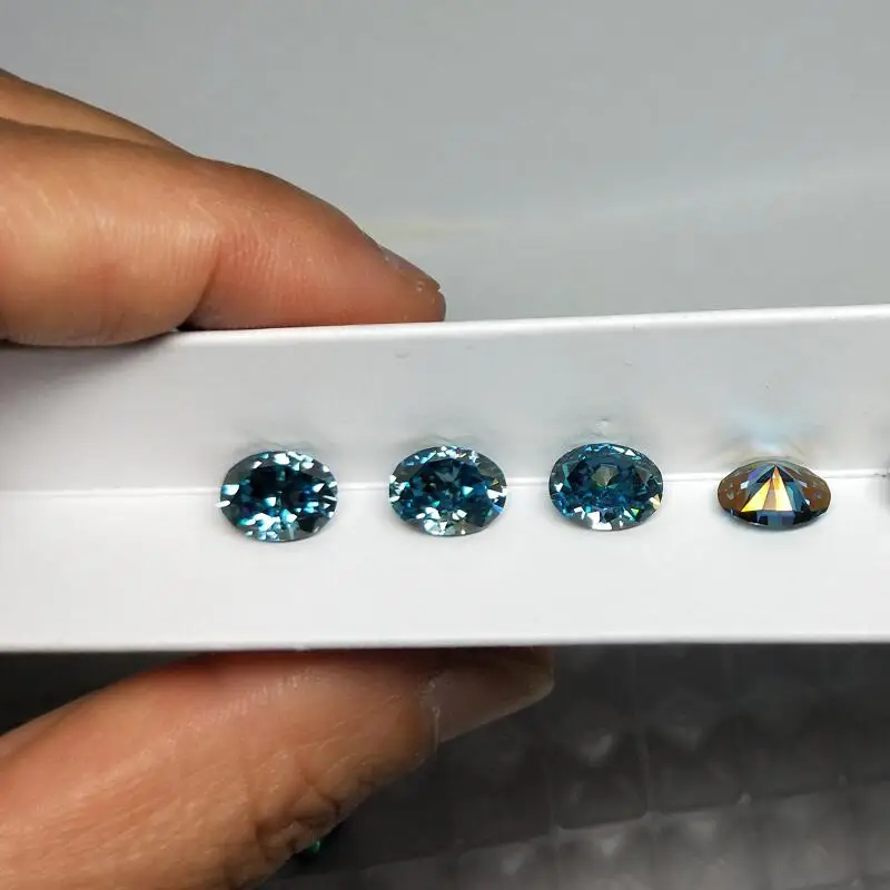 

Free Shipping 7*9mm Oval Shape Loose Blue Color Moissanites Stone For DIY Jewelry Making