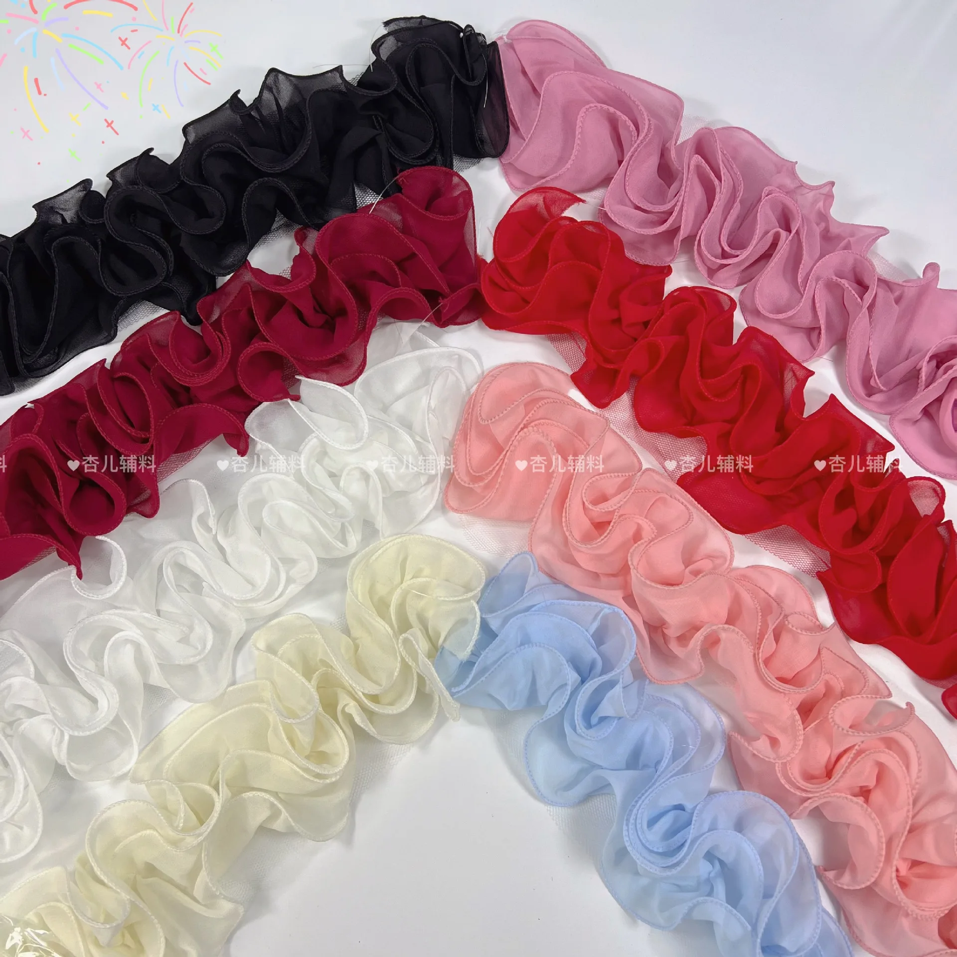 

Новая двухрядная жемчужная шифоновая 3D кружевная бейка с рюшами, принадлежности для рукоделия «сделай сам», для занавесок, декольте, украшения юбки