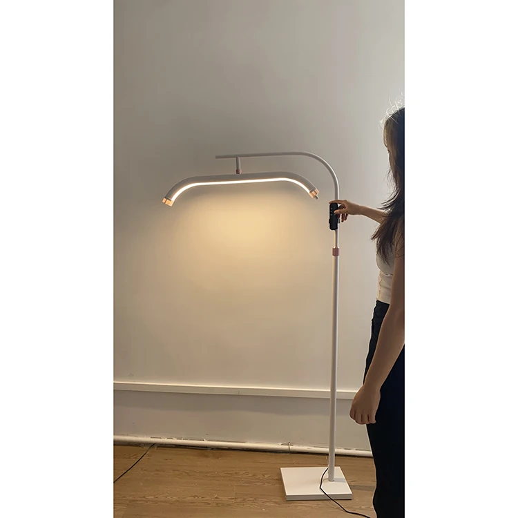 

（Big disount）A Hotsale Moon Ring Shape Floor Lash Light Temperature Adjustable LED Lamp for Beauty Salons Floor Stand Lamp Withe