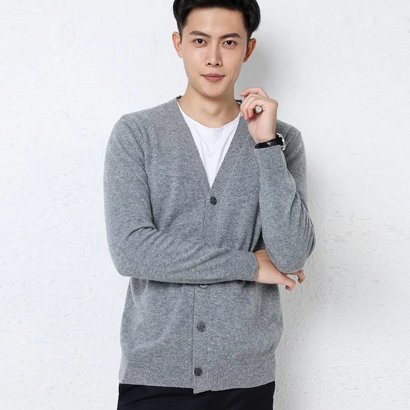 

Мужской мягкий вязаный открытый кардиган Long Sve, свободный свитер с v-образным вырезом, повседневная универсальная цветная верхняя одежда, топ