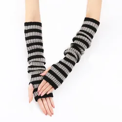 Long Fingerless Gloves Women Mitten Winter Arm Warmer Knitted Arm Sleeve Fashion Casual Soft Girls Clothes Punk Gothic Gloves