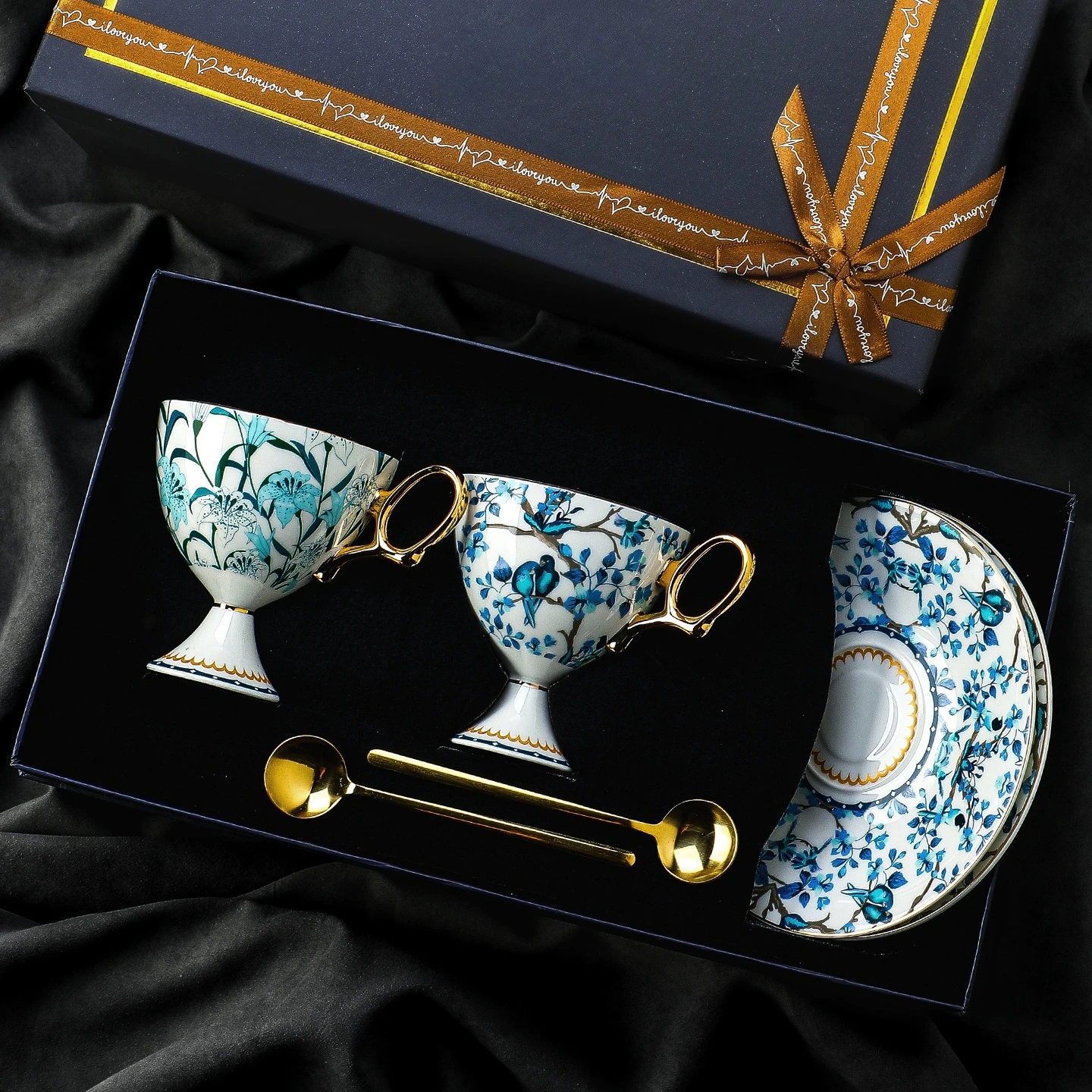 Coffee cup cup saucer set, high-end exquisite British afternoon tea tea set, premium gift box, bone china