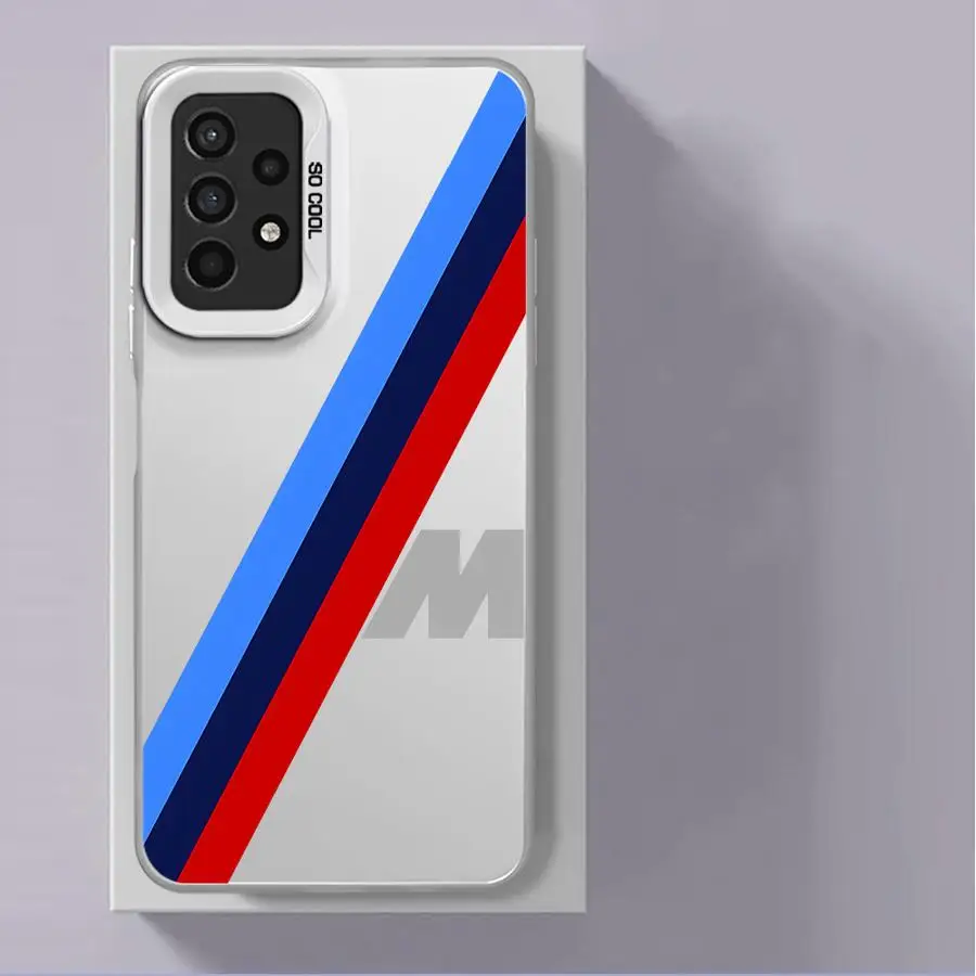 Red Blue Bars M Logo Phone Case for Samsung Galaxy A15 A73 A72 A54 A53 A52 A33 A34 A42 A32 A24 A23 A22 A14 A13 A12 A11 TPU Cover