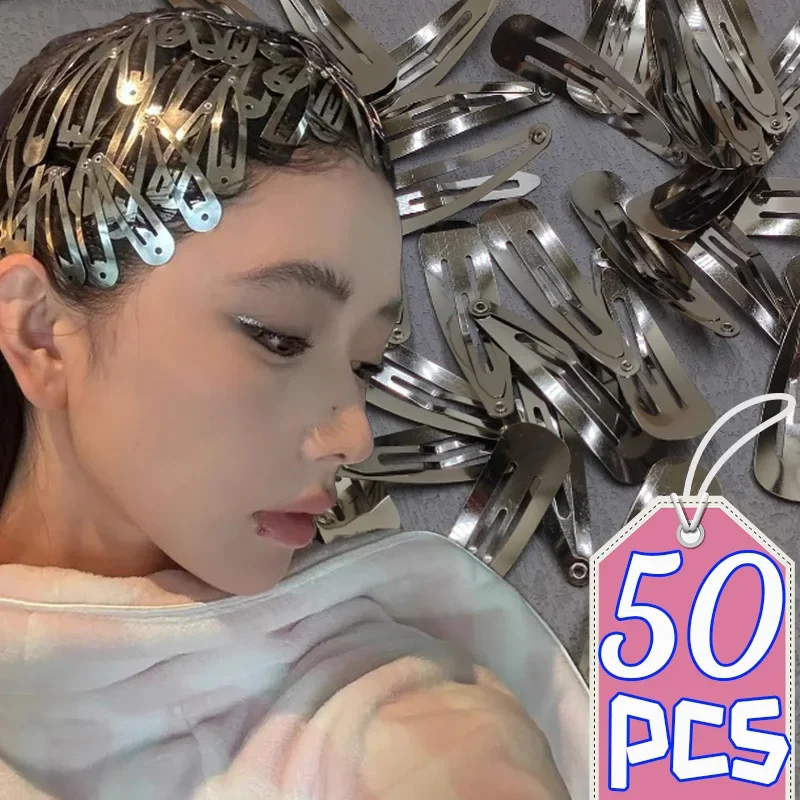 

New Silver Water Drop Shaped Hairpin Punk Basic Alloy Hip Hop Hair Clips for Women BB Hairpins Barrette Fashion Hair Accessories