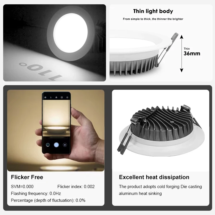 For Modern Ceiling Housing Small Size Aluminum Die Casting LED Recessed Downlight with 110 Degree Beam Angle SKD Fixture