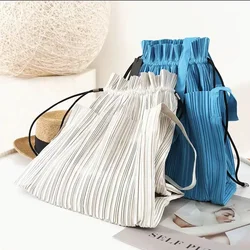 YUDX Miyake Pleated 2023 The Latest Model Contrasting One-shoulder Drawstring Bags for Women Fashion Haute Couture