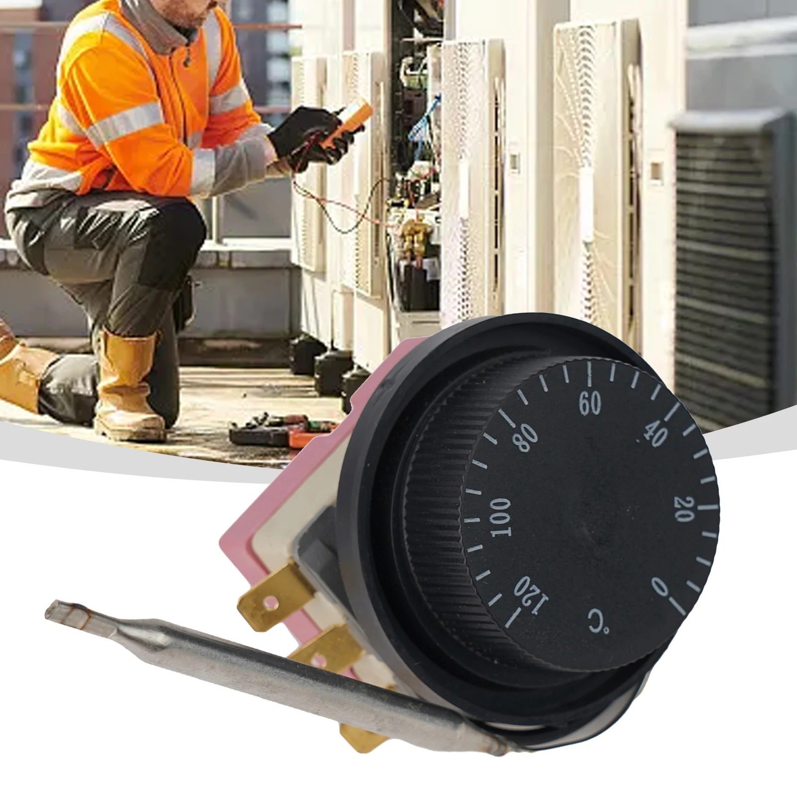 Sleek and Compact Thermostat Controller for Conditioning Use Adjusts from to Hundred Twenty Degrees for celsius