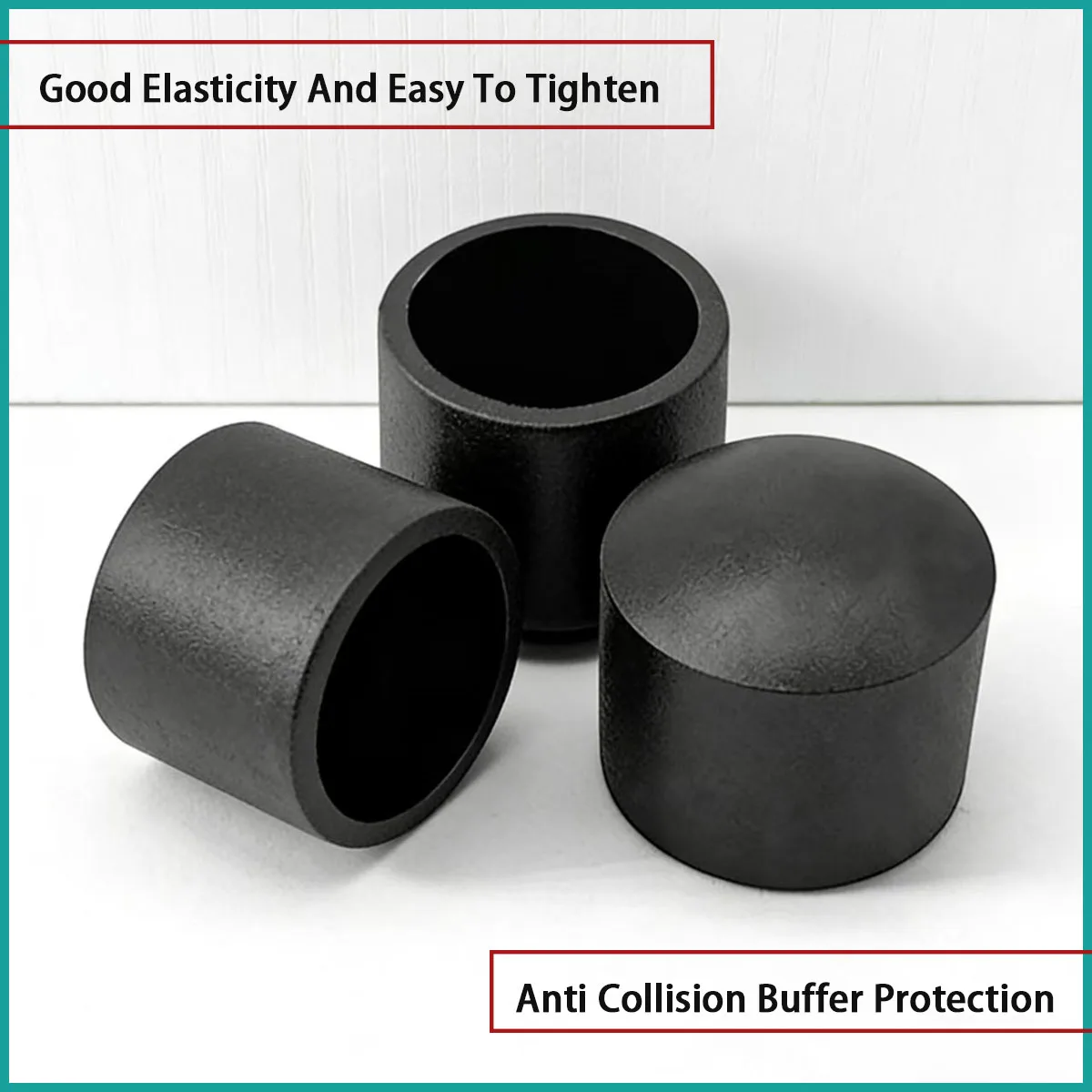 Black rubber circular protective cover with an inner diameter of 4-76mm is used for furniture feet, pipe fittings ports, etc