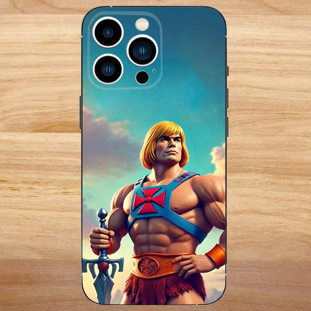 حافظة هاتف H-He Man لهاتف iPhone 16,15,14,13,12,11,Mini,Pro,SE,MAX غطاء أبيض غير لامع مقاوم للصدمات