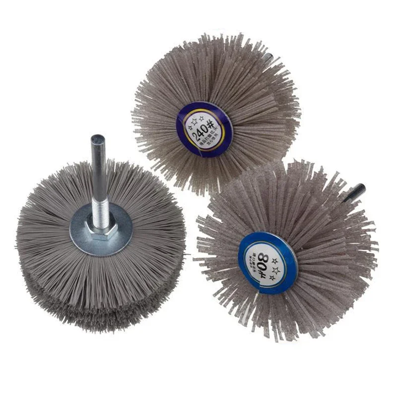 1PC 80# - 600# Nylon Wheel Brush Abrasive Tool Wood Carving Wear-resistant Tools For Mahogany Furniture Polishing Tool