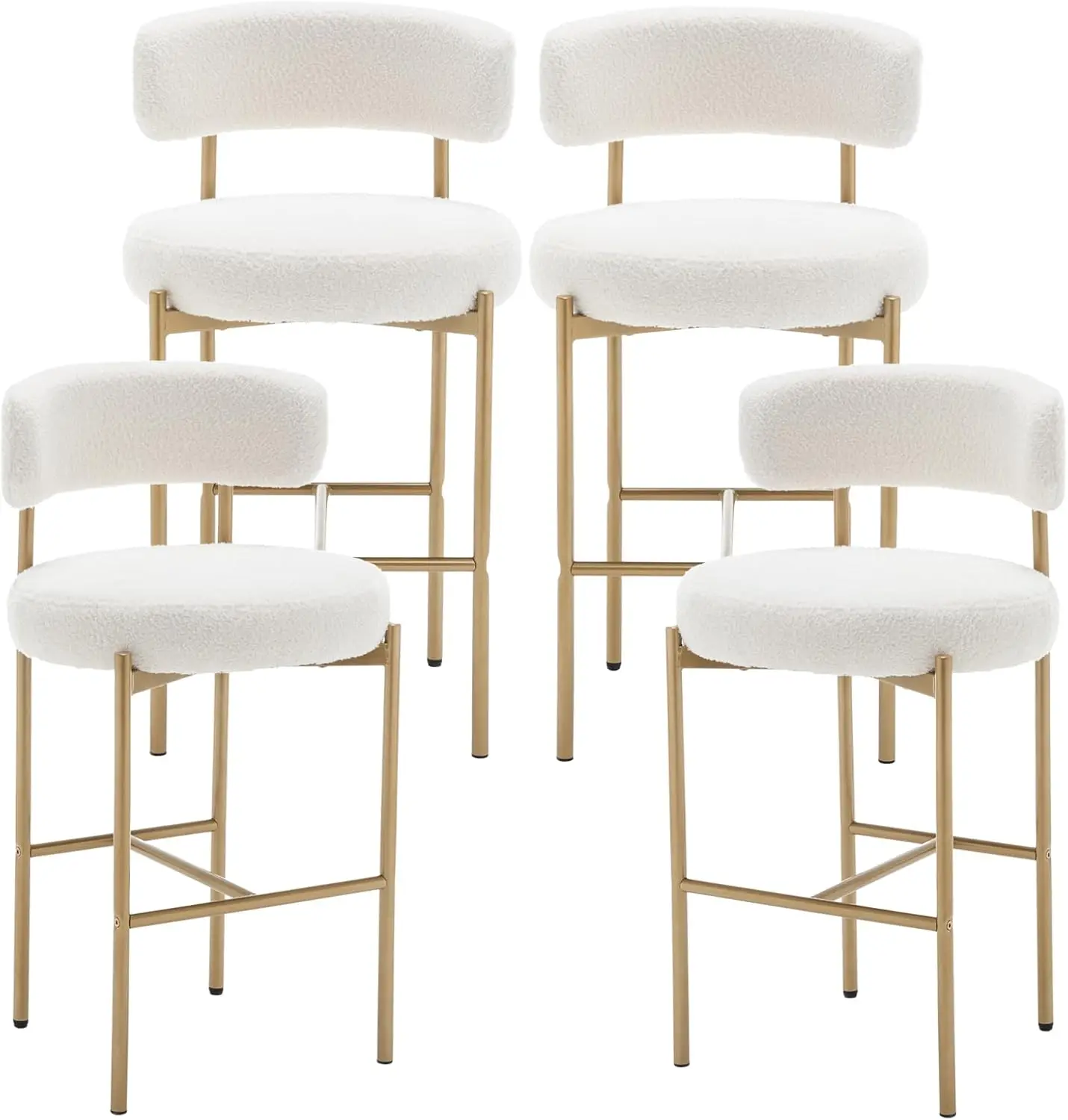 Gold Boucle Bar Stools Set of 4, 26