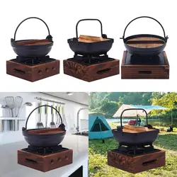 Japanese Style Hanging Pot Hand Held Pot Household One Person Food Pot Creative Wooden Lid Hanging Pot Shouxi Soup Pot