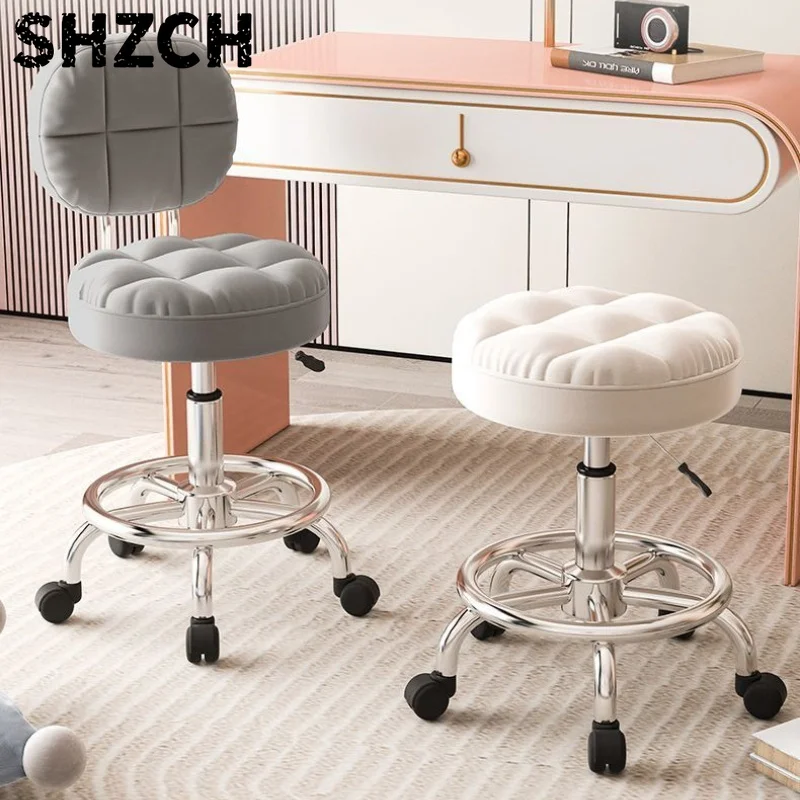 Modern Salon Stool with Wheels Swivel Lift Barber Chair Comfort Sponge Nail Round Seat Professional Salon Hairdressing Chairs