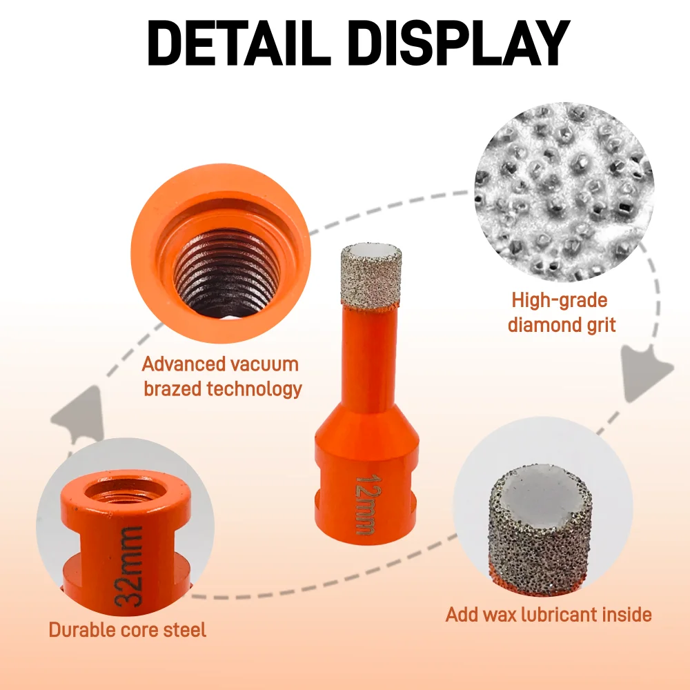 6/8/10/12mm 1 pz-4 pz Punta da trapano diamantata Piastrelle in gres porcellanato a secco Punta per nucleo in marmo Granito Marmo Foro Sega M14 Filettatura Foratura Corone