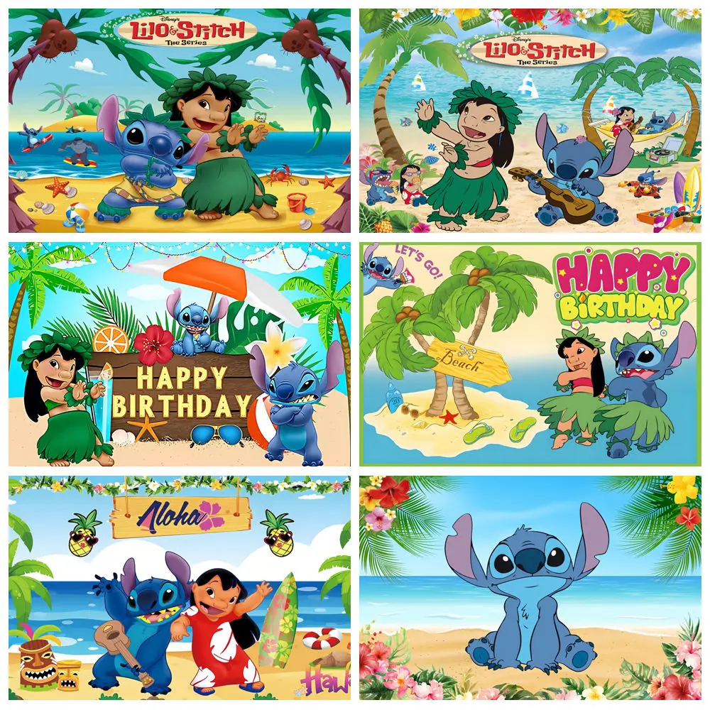 Fondo Fotográfico de Disney Lilo y Stitch, Playa Hawaiana, Decoraciones para Fiestas de Cumpleaños Infantiles, Artículos para Fiestas de Bienvenida de Bebés, Fondo para Fotos