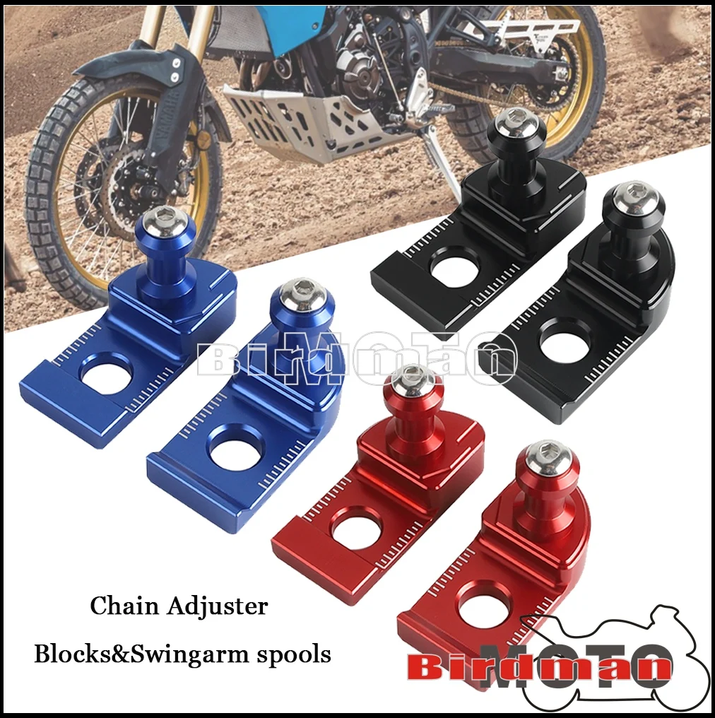 Motorbike Chain Adjuster Blocks&Swingarm Spools For Yamaha Tenere 700/XTZ 700 Rally Edition Tracer 900GT FJ09 XSR900 Anniversary