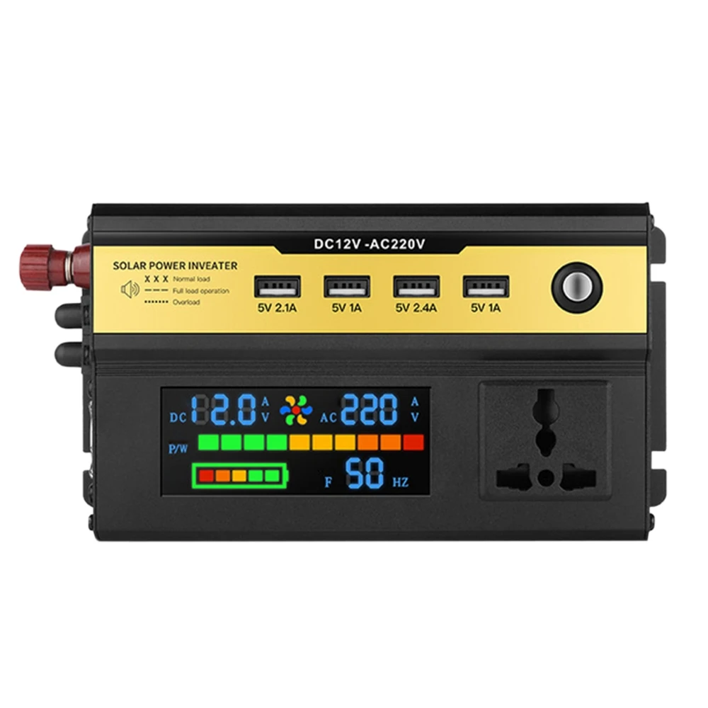 

500W Power Inverter Pure Sine Wave LCD Display DC 12V to AC 220V USB Car Transformer Convert Charging