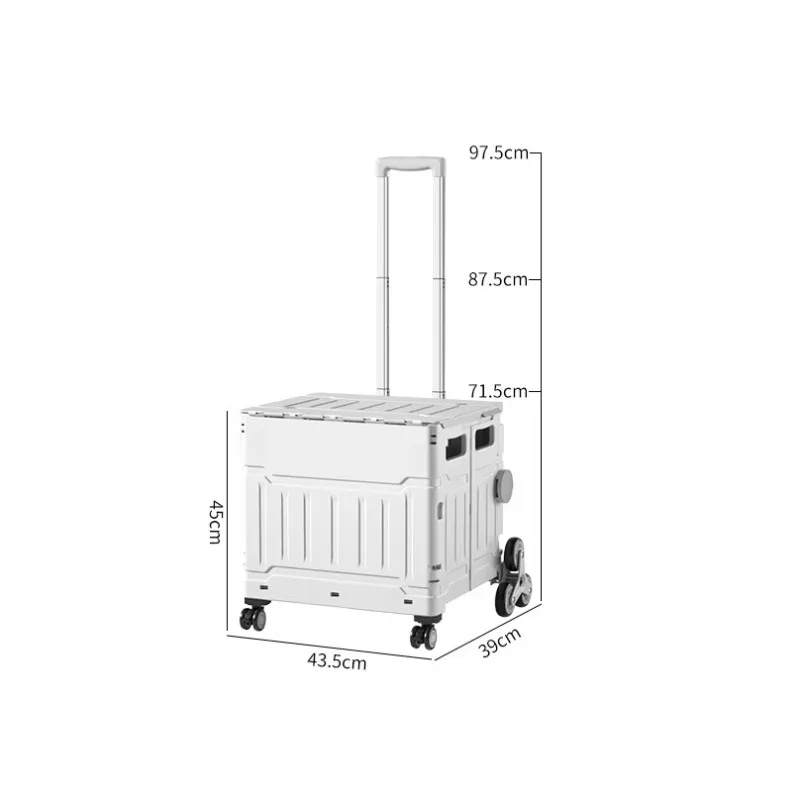 Portable eight-wheel foldable supermarket trolley multi-purpose folding plastic
