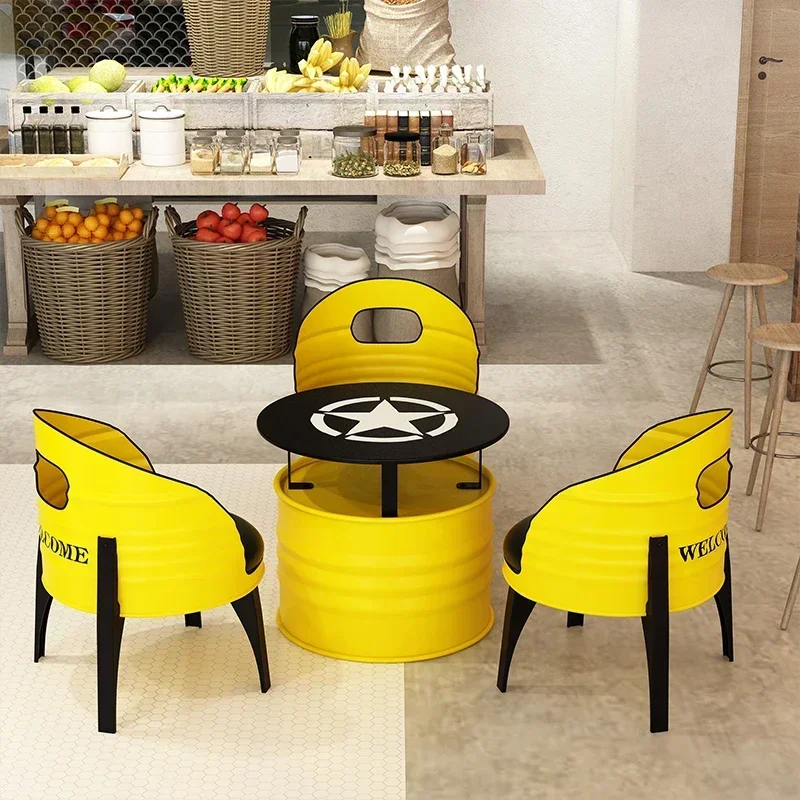 Creative Oil Bucket Sofa Industrial Style Bar Card Seat Commercial BBQ Milk Tea Shop Negotiating Table