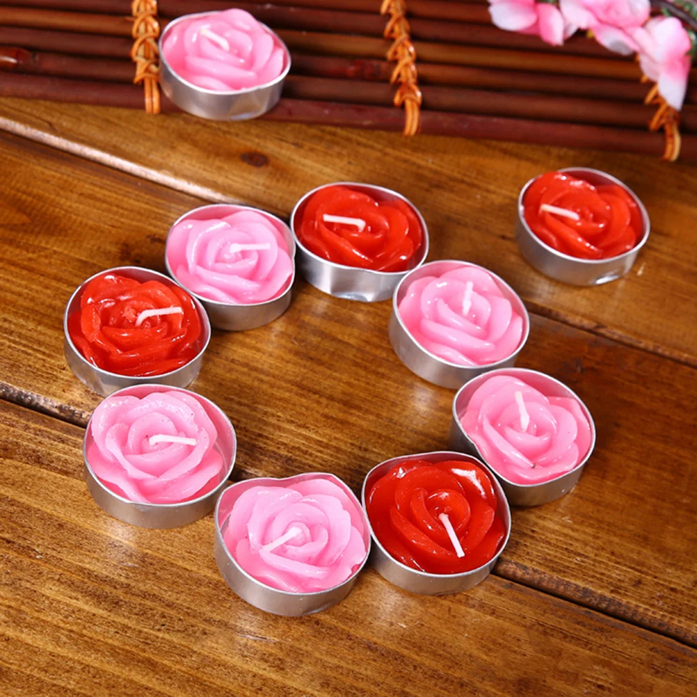 12 PCS Party Decoration Candles Floating Rose Flower Manual Red Smokeless