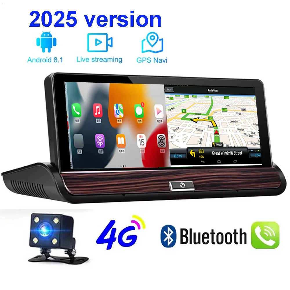7 بوصة 4G أندرويد 8.1 نظام تحديد المواقع والملاحة سيارة DVR داش كاميرا مسجل فيديو RAN 1GB + 16GB ROM واي فاي بلوتوث عدسة مزدوجة النسخة الليلية #1