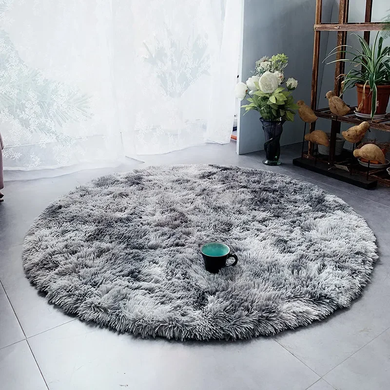 Pink Shaggy tie-dye Round Carpet Colorful Fluffy Circles Coffee Table Blanket Bedroom Hanging Basket Yoga Rug