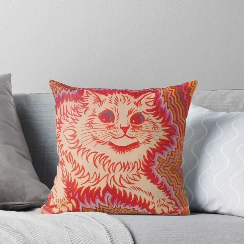 Louis Wain Orange Psychadelic Cat Throw Pillow Christmas Pillow pillowcases for sofa cushions pillow