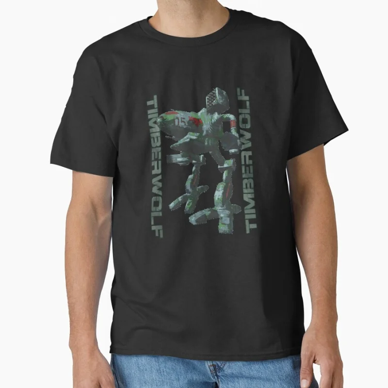 

Timberwolf Pixel Art Battletech Robot warrior Mecha war Video game Gift T shirt Large size Tops Anime Graphic Print Clothes