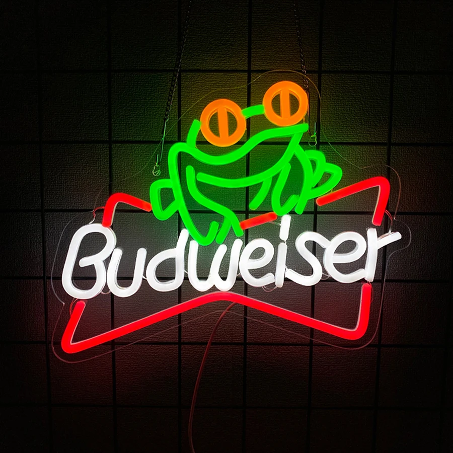 علامة النيون Led للبيرة من Budweiser، شعار الأعمال على شكل حرف Icon، يستخدم لأبواب ونوافذ المتجر والمطاعم وديكور متجر المشروبات الباردة. #6