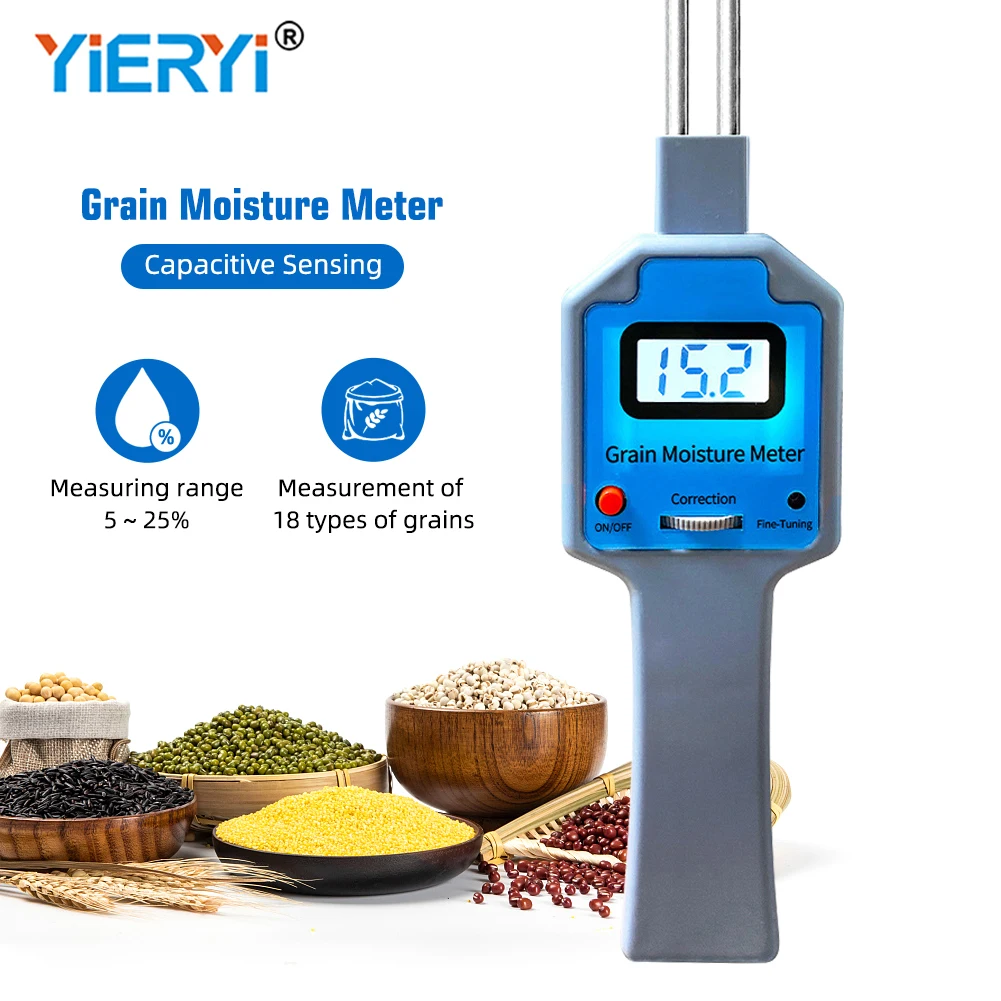 

Digital Grain Moisture Meter Humidity Tester Moisture Testing Tool Measurable for 18 type Grains for Wheat Paddy Corn Rice