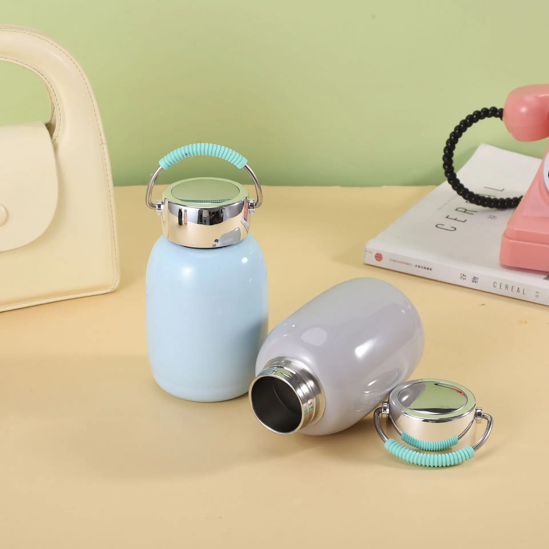

304Stainless Steel Mini Chubby Ding Insulated Cup Outdoor Portable Carrying Ring Pocket Cup Carry-on Hydro Flask Thermos Bottles