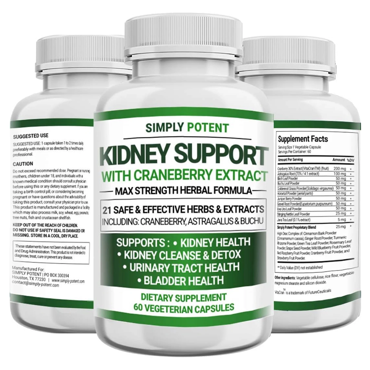 

Kidney Support Supplement - Cranberry Extract for Kidney Cleansing, Detoxification, and Repair, Urinary System Health