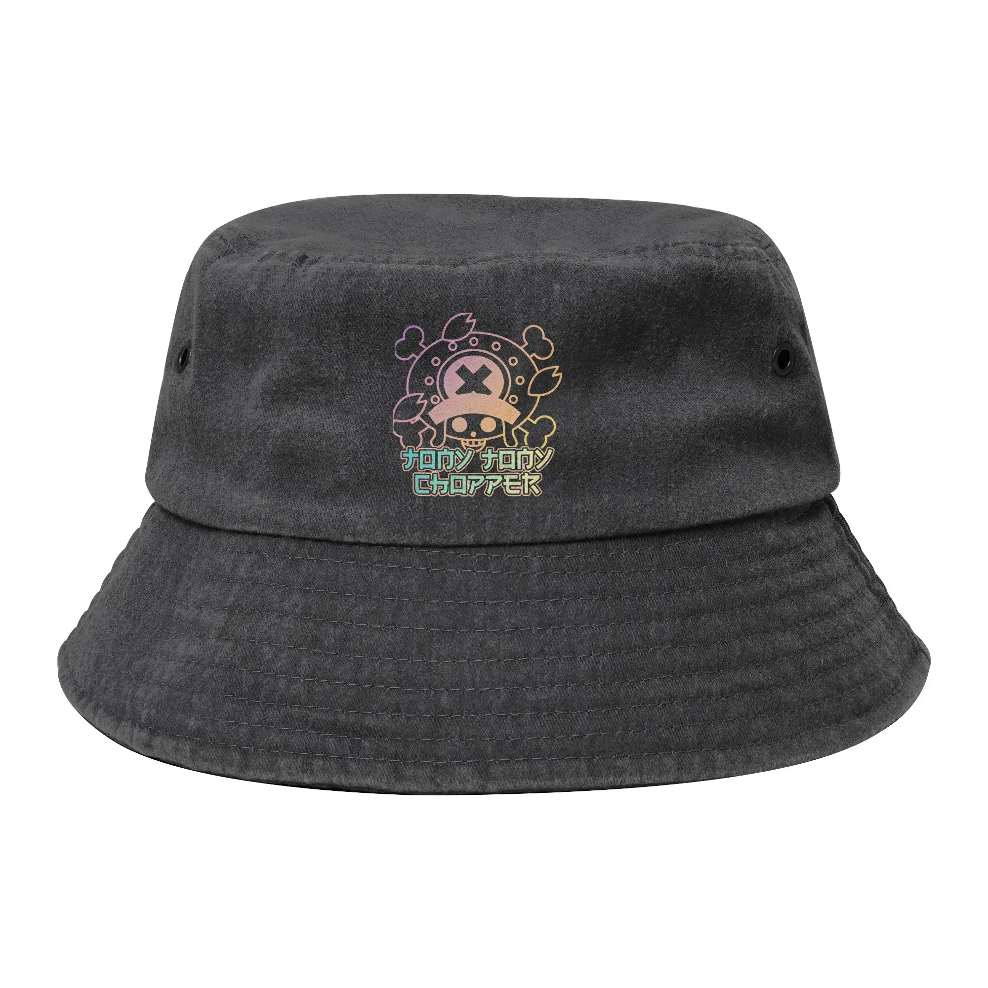 One Piece Chopper Jolly Roger Bucket Hat for Women Men Summer Distressed Washed Field Hat UV Protection Vacation Fisherman Hat
