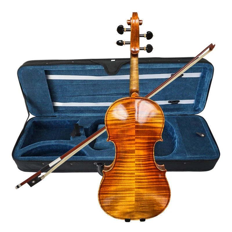 

Sinomusik new design professional antique style nice flame maple violin handmade solid violin HV10