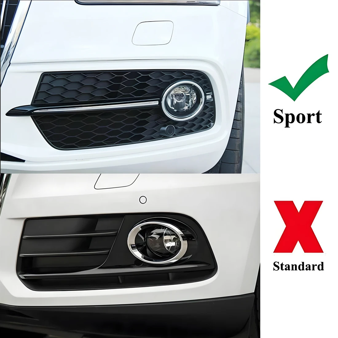 New Pair Front Fog Light Cover Grille Honeycomb Grill For Audi Q5 Sport S-line 2013 2014 2015 2016 2017 8R0807681S 8R0807682N
