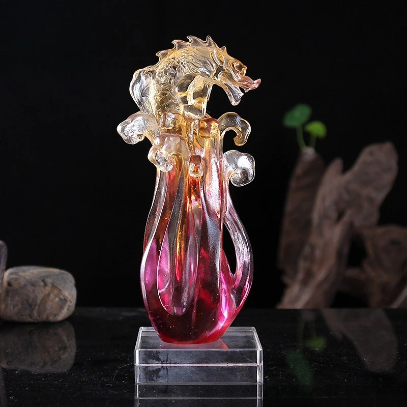 Glazed ornaments, Chinese dragon handicrafts, opening gifts, office boss table, wine cabinet, entrance decoration, national