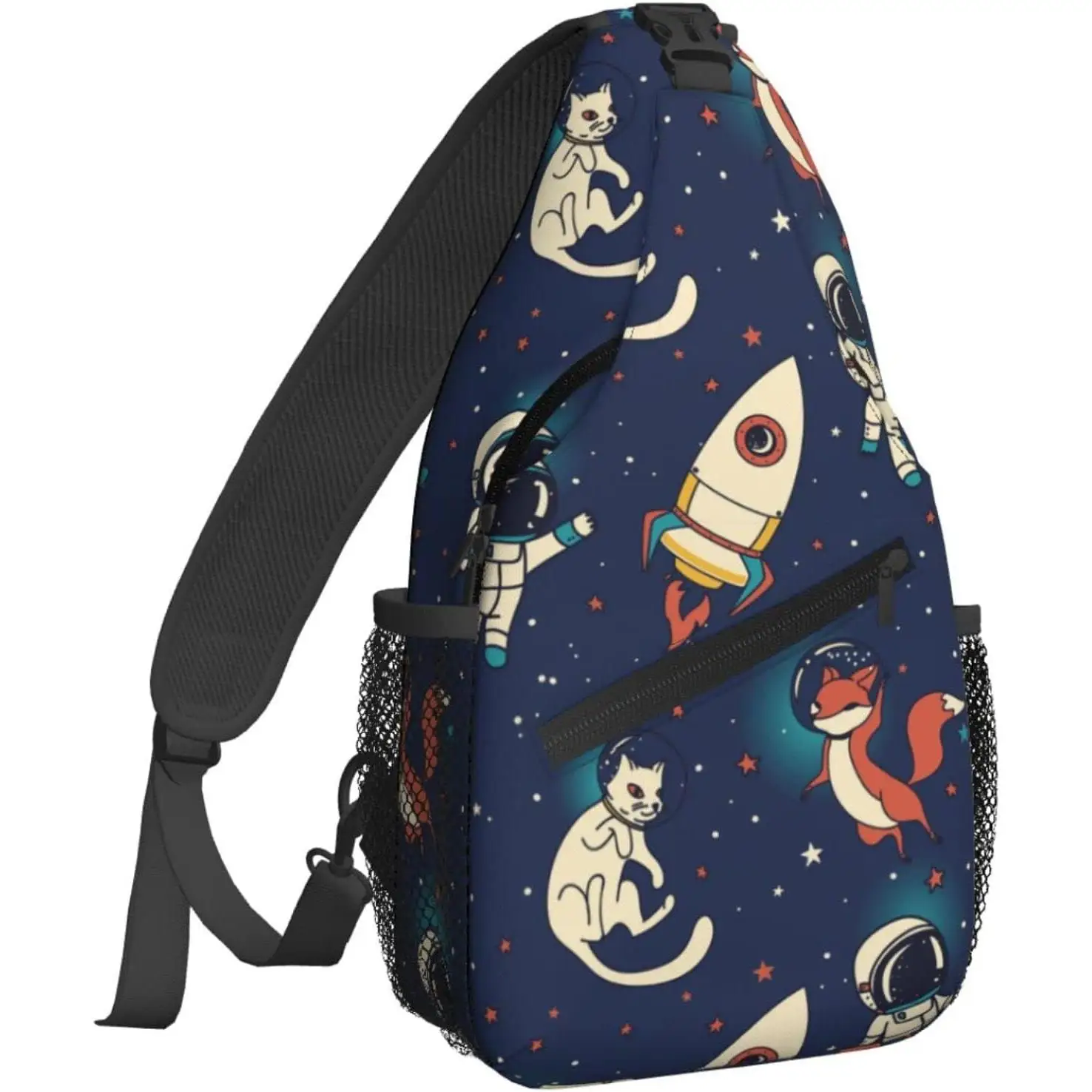 

Сумки через плечо с изображением астронавта, лисы, кота, ракеты для женщин, модный рюкзак на слинге, мужская нагрудная сумка, тренажерный зал, велоспорт, путешествия, пеший туризм, рюкзаки