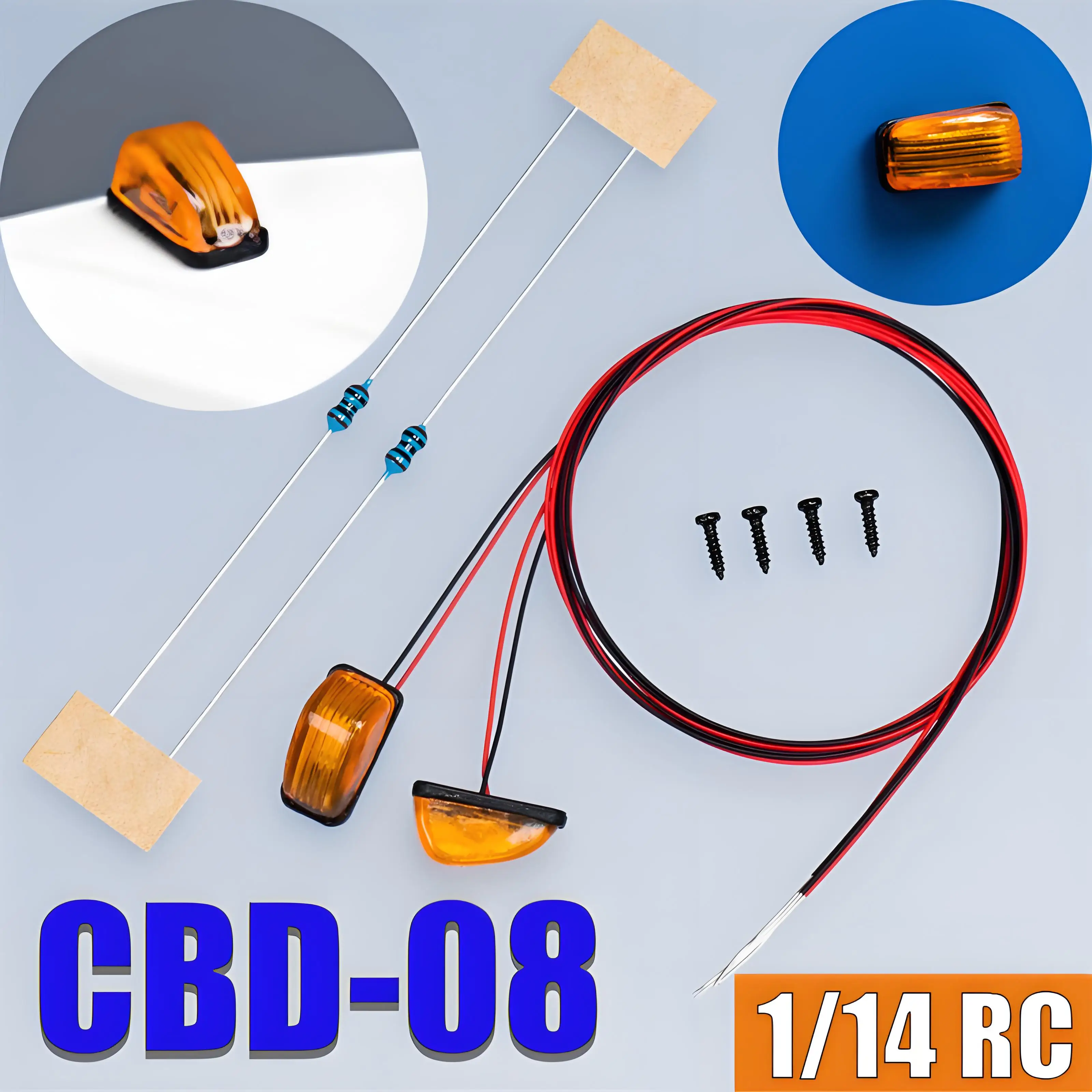 JUWUBA CBD-08 2 luces LED de posición de 3V para camión RC 1/14, compatibles con modelos SCANIA Tamiya 770S R620 y VOLVO ACTROS AROCS