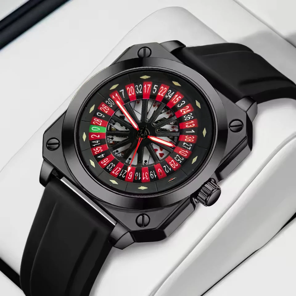 New Arabic Numeral Quartz Watch for Men's Gambling Roulette Poker Creative Watch Sports Watch for Men