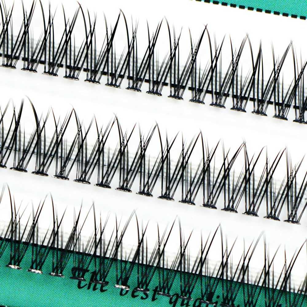 KIMCCI 120PCS  Natural Fan Eyelashes High Quality Fish Tail Silk False Eye Lashes C/D Curl Dovetail Fly Eyelash Extension Makeu