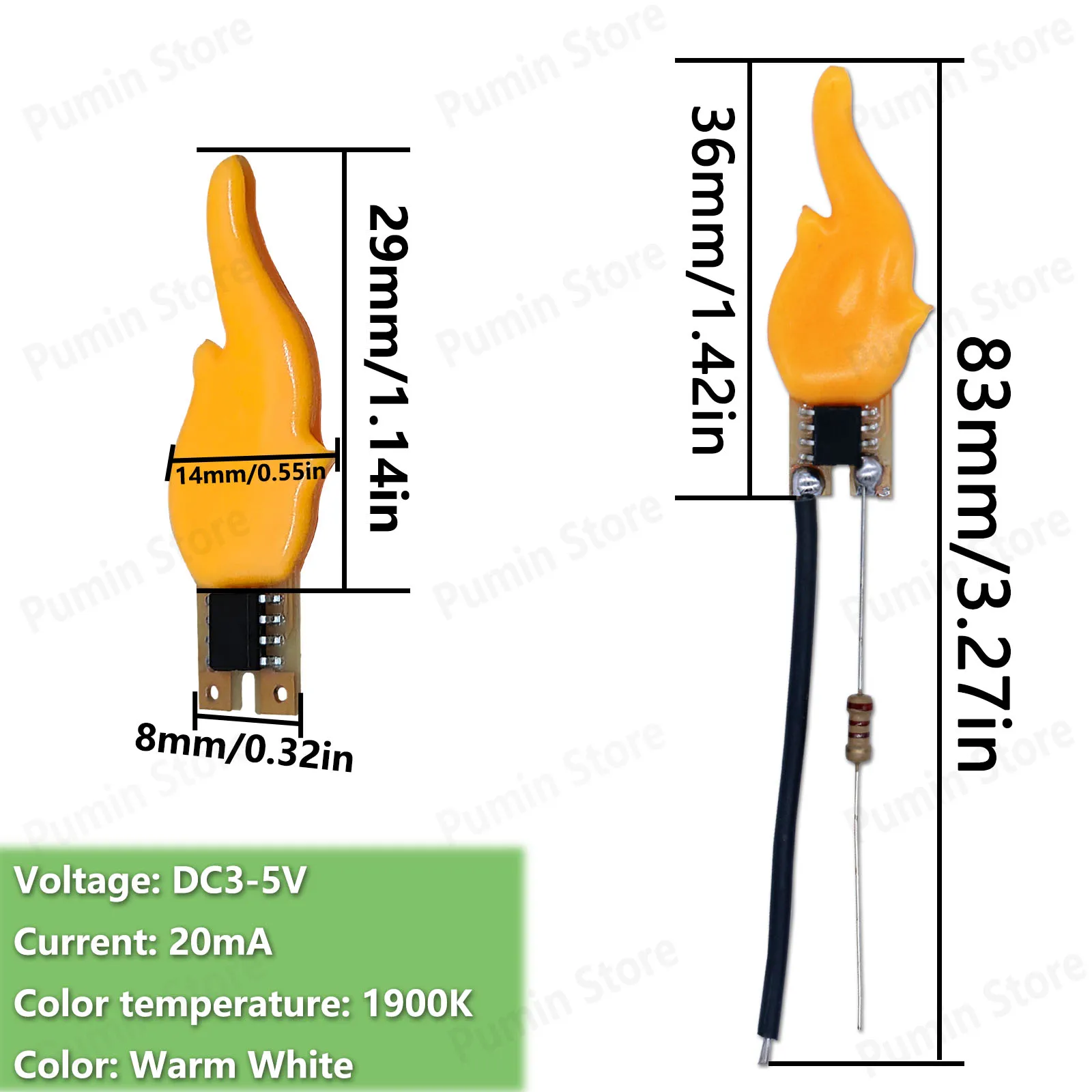 LED Retro Edison Kerze Flamme Lampe DC5V 20mA Warmweiß Ra≥80 83mm Urlaub Dekoration Gelötete Kerze Blitz Lampe Zubehör DIY