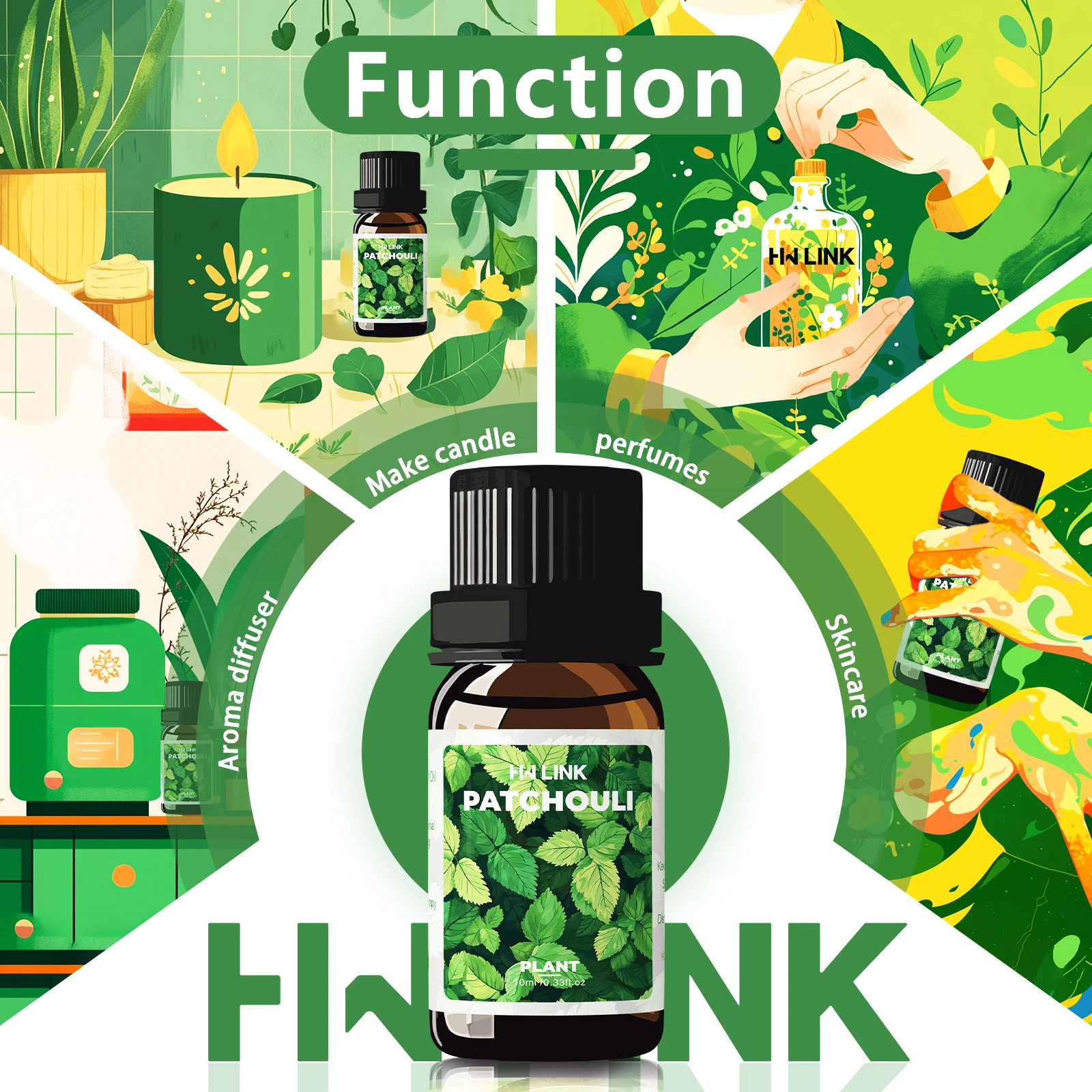 10ml パチョリ エッセンシャル オイル マッサージ オイル スキンケア 100% 純粋な天然 ヘアケア、ホーム ディフューザー、肌、アロマセラピー、香水用