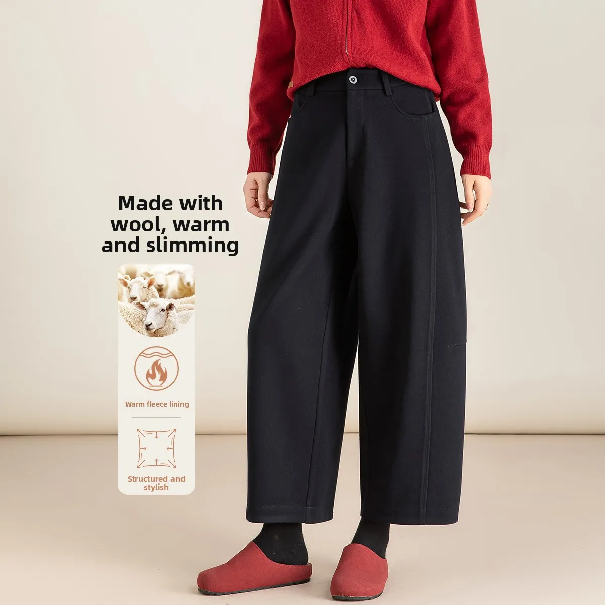 

Женские брюки-баллоны с высокой талией, зимние, тонкие, в корейском стиле, повседневные, укороченные, утягивающие, маленькие размеры