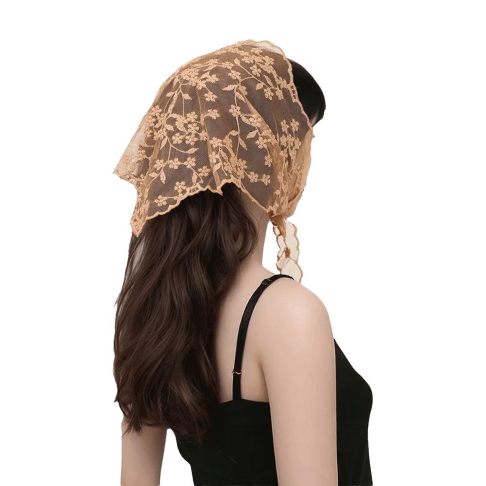 

Fashion Lace Headscarf Versatile Advanced Triangular Scarf Retro Hair Accessory for Women