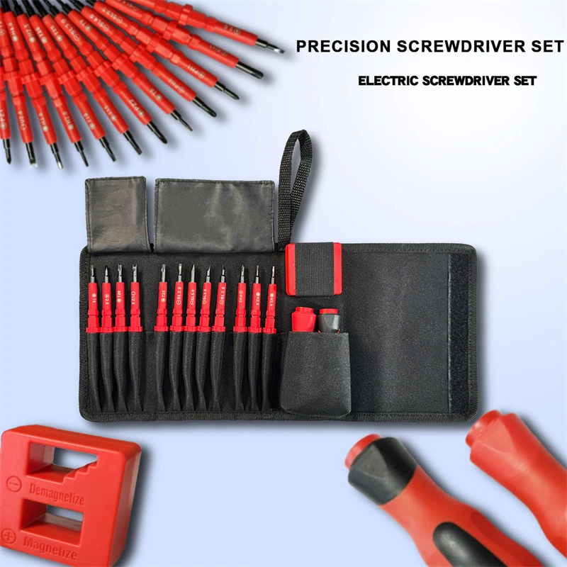

Insulated Screwdriver Cloth Bag Electrician Special Set 15Pc Set Cross Flat Head torx Screwdriver Multi-Function Insulated tool