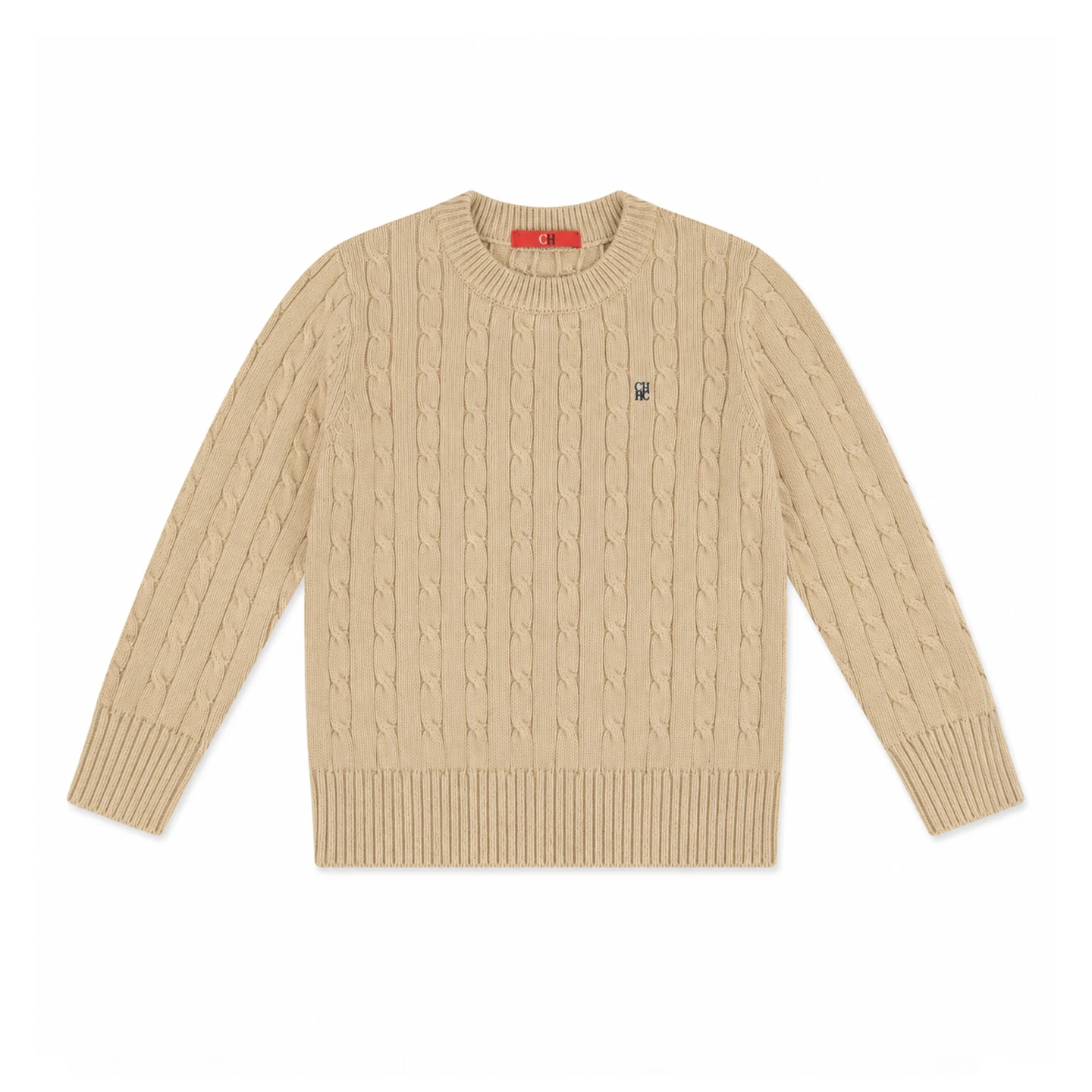 CH Jungen Pullover mit Rundhalsausschnitt, Zopfmuster, gerippten Bündchen und Saum, Bruststickerei, lässige Kinder-Strickoberteile – Detail 10